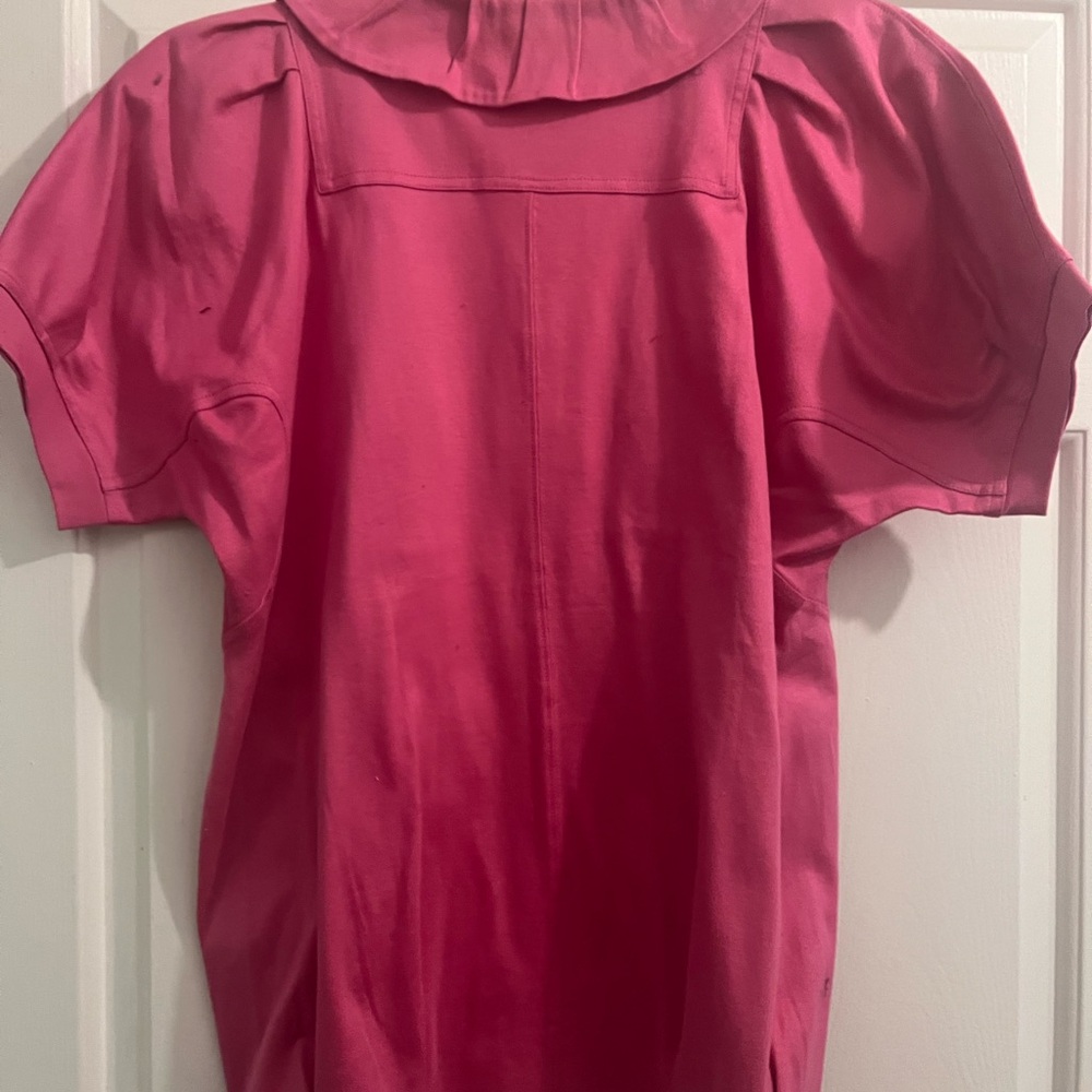 Marc by Marc Jacobs Hot Pink Short-Sleeve Top with Rounded Yoke - Picture 3 of 3